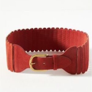 Anthropologie Tabby Stretch Red Suede Belt